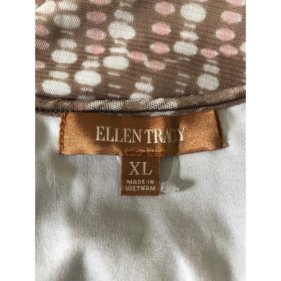 Ellen Tracy Tan Polka Dot Blouse - XL - New Without Tags - Picture 3 of 3